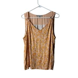 Daniel Rainn Stitch Fix Orange Floral Mixed Media Tank Top